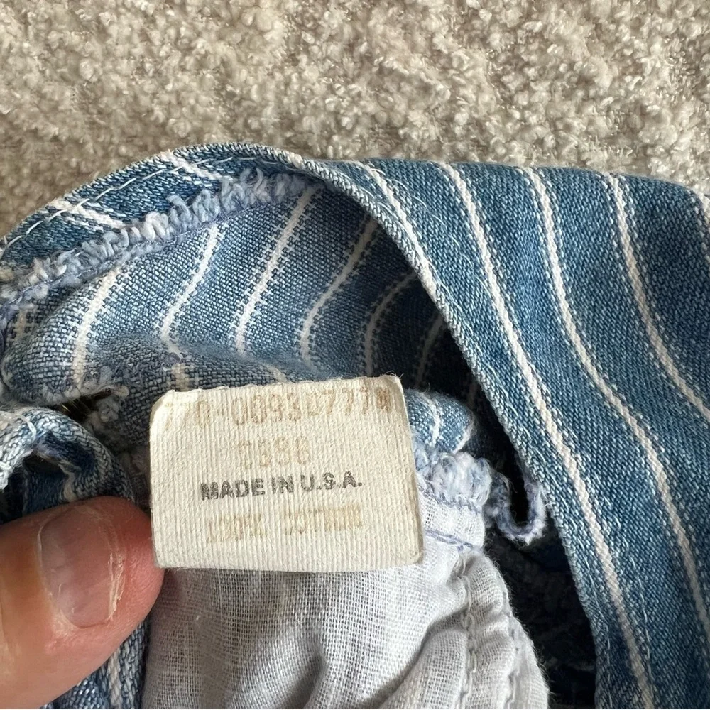 Osh Kosh B’Gosh Vintage Retro Denim Stripe Blue Overalls Infant Size 24‎ Months